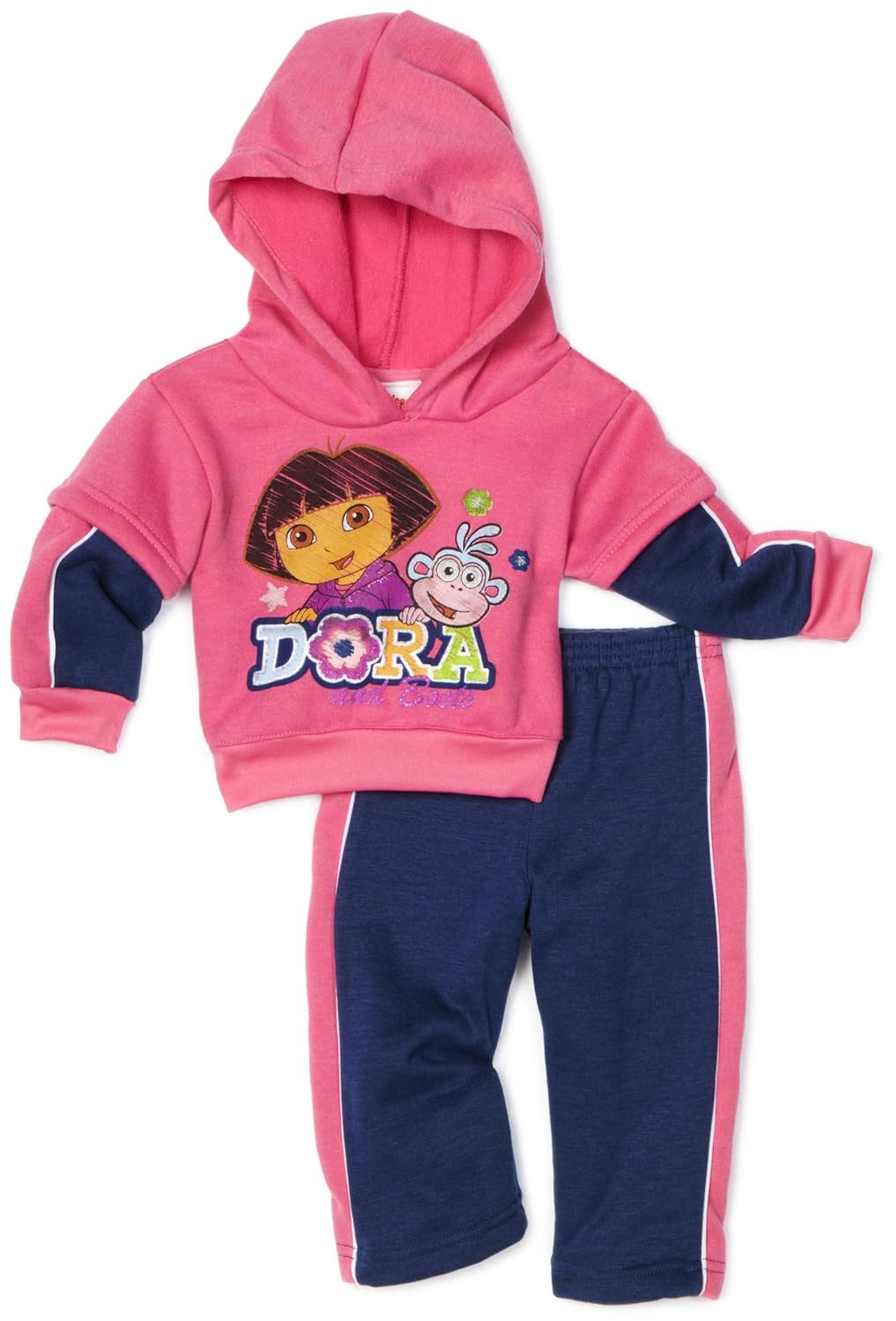 nickelodeon 婴儿女孩朵拉连帽衫套装,粉色,12个月-服饰箱包-亚马逊